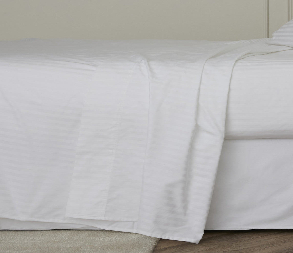 Egyptian Cotton Flat Sheets 1200 Thread Count White Stripe Bedding co