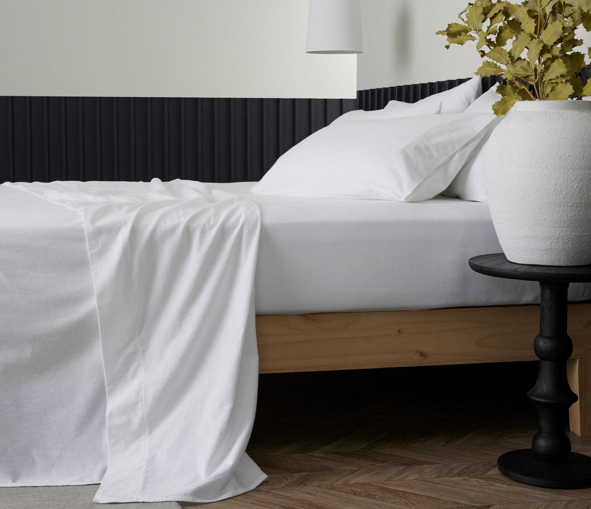 100 Organic Cotton Flannelette Sheet Set White Bedding co