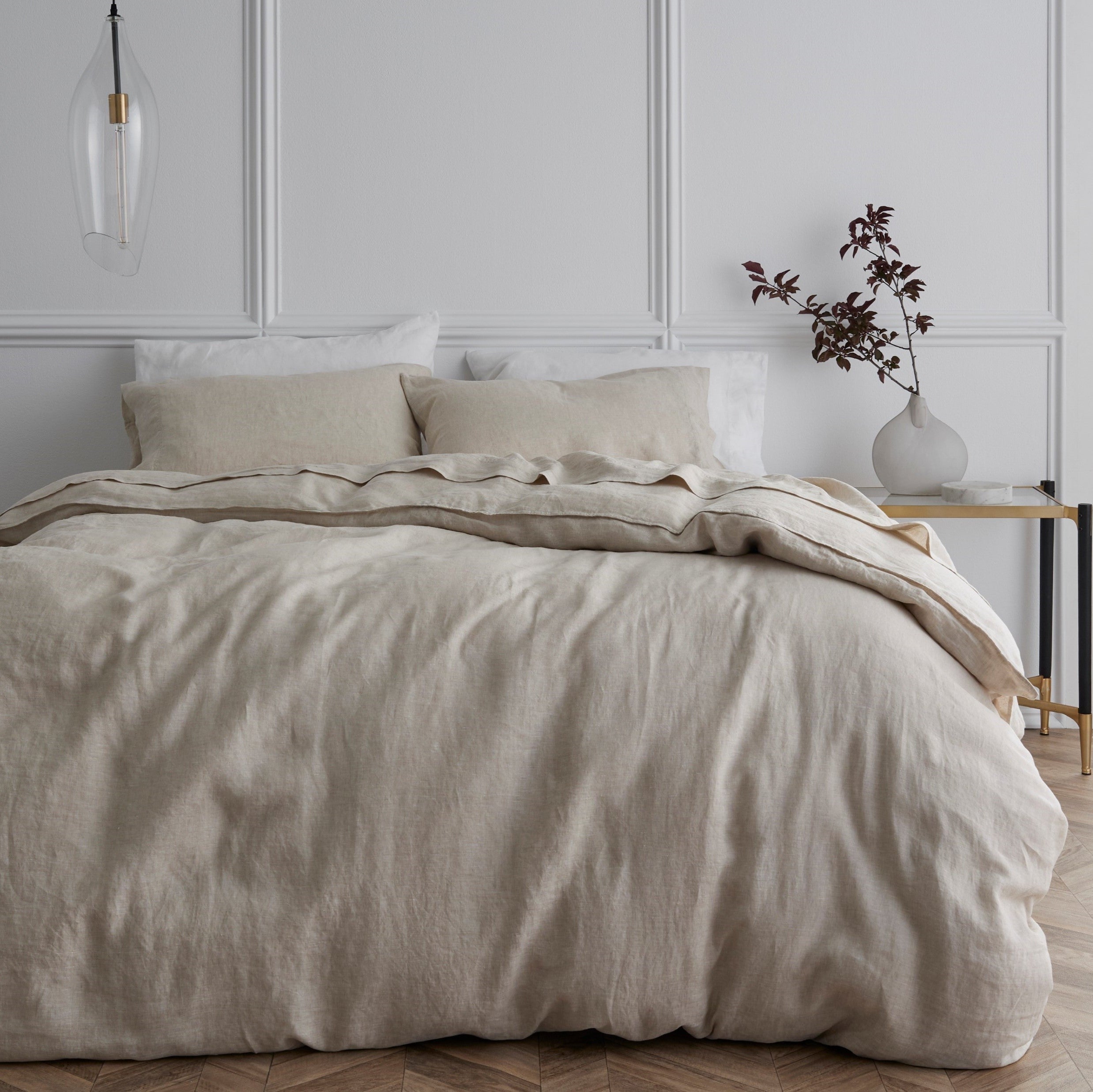 100% French Flax Linen Quilt Cover Set - Natural | Bedding co