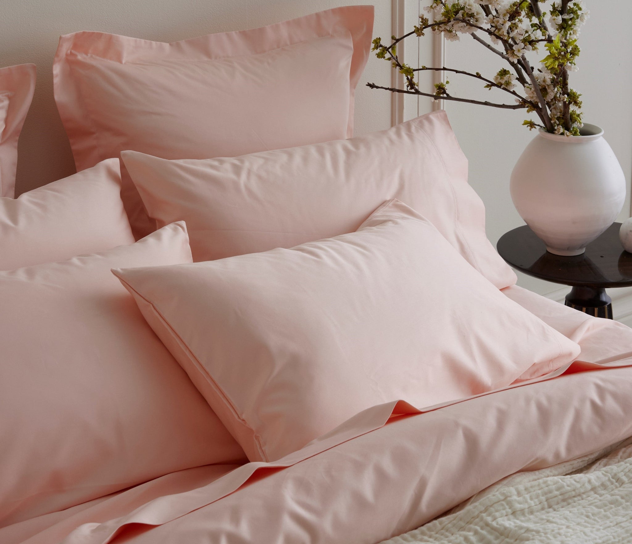 Egyptian Cotton Pillowcases 1200 Thread Count Soft Pink Bedding co