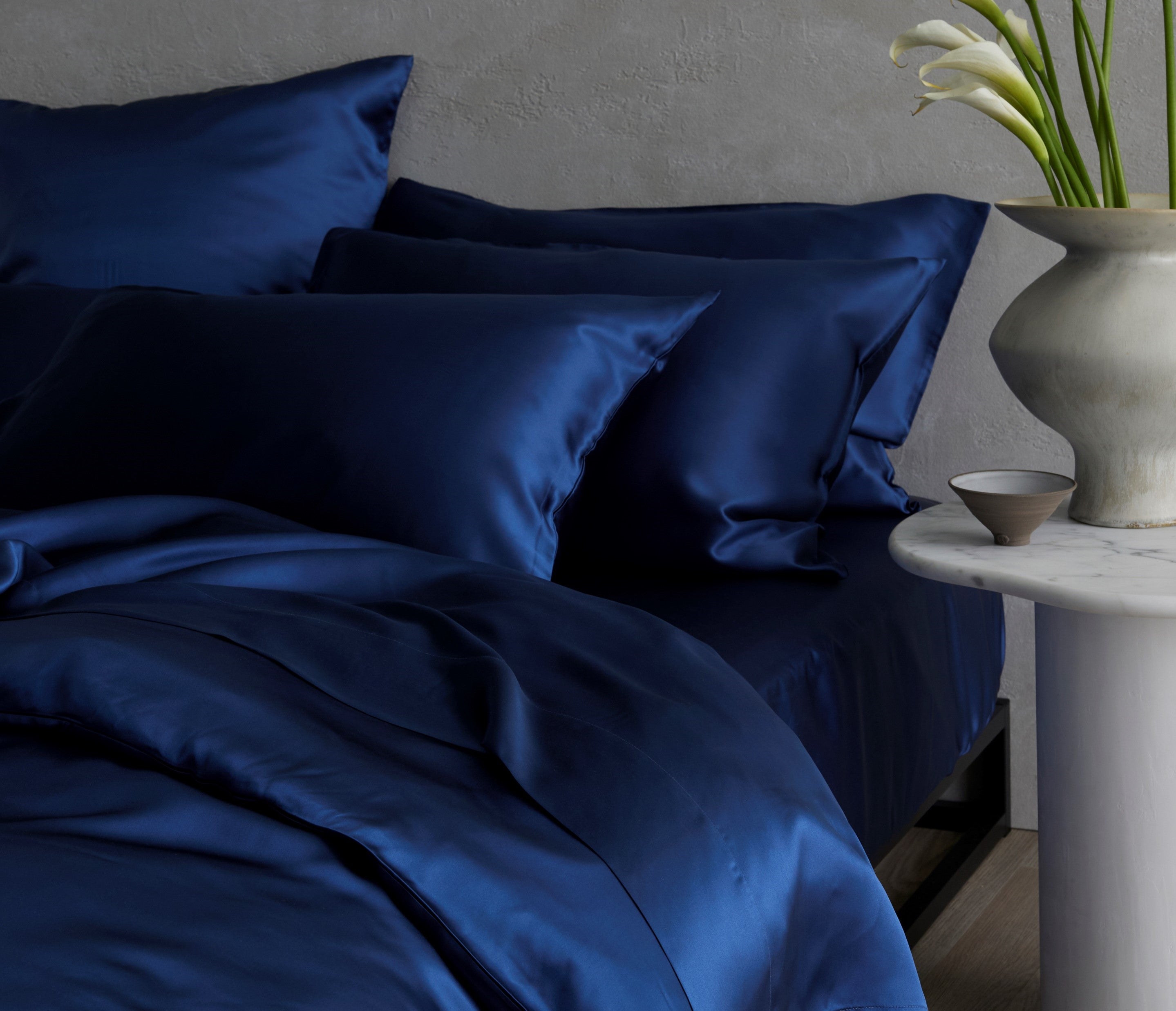 100% Mulberry Silk Pillow Case 20 Momme Navy Blue Bedding co